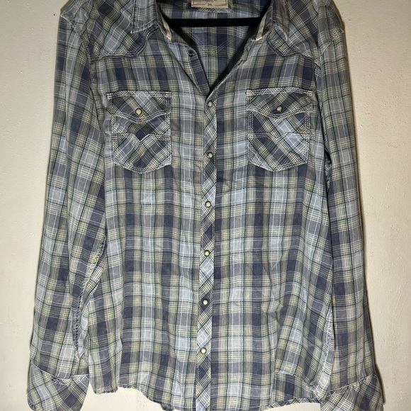 BKE Vintage Inspired Plaid Pearl Snap Button Down Shirt Size 2XL - Picture 1 of 4